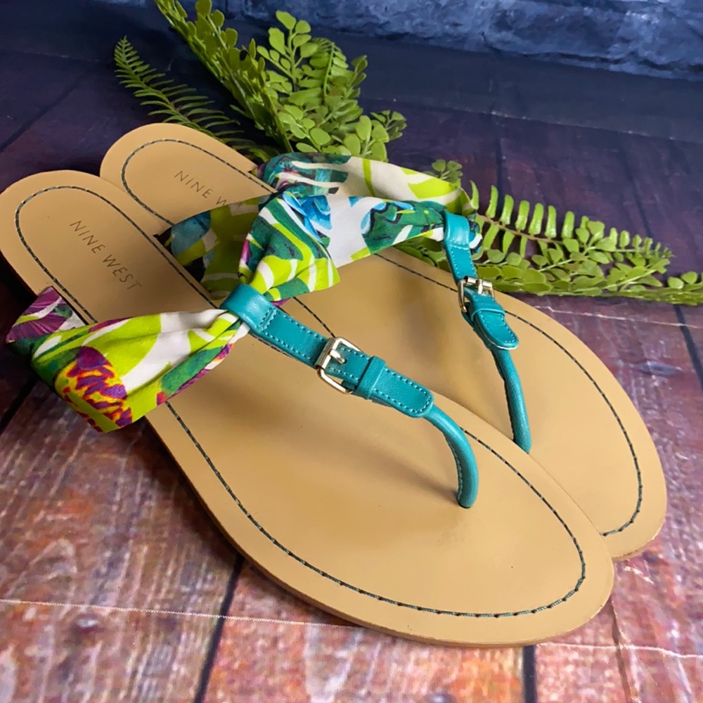 Nine West Bright Color Tropical Sandals with Buckle Accent